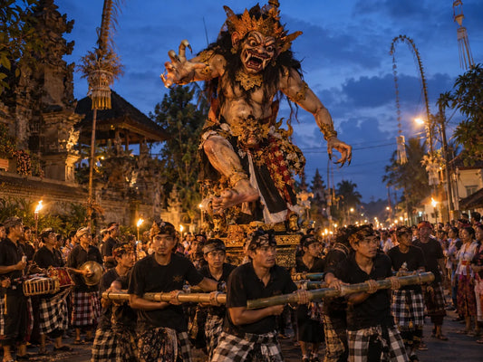 Ogoh-Ogoh parade in Bali before Nyepi — AI-generated illustration